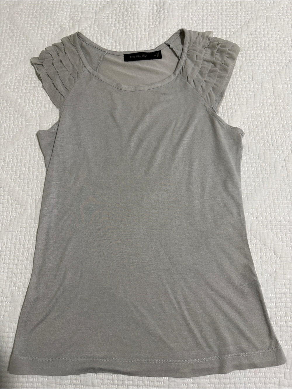 The Limited Light Gray Ruffle Cap Sleeve Tank